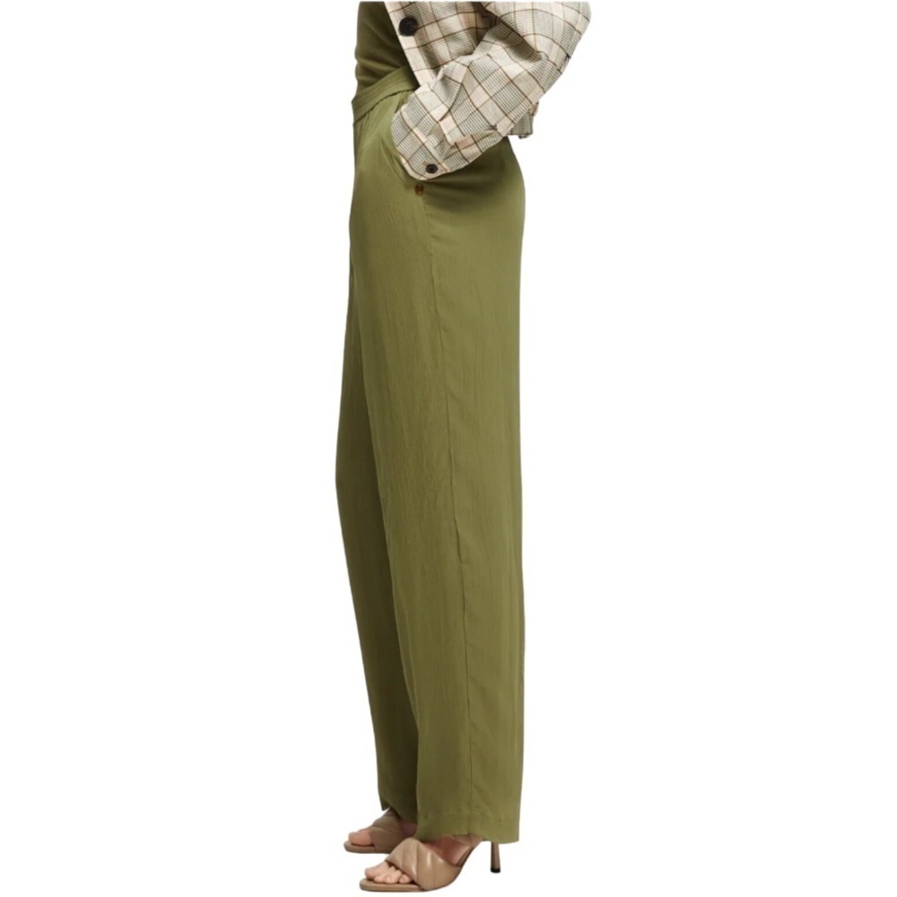 Scotch & Soda Pants Viscose Green Straight Leg Lined Pull On XS